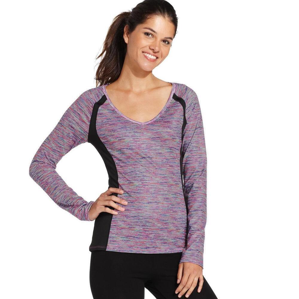 Ideology Womens Long-Sleeve Space-Dye Top Size S